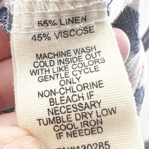 ✅ PER SE LINEN BLEND CROPPED WIDE LEG STRIPED PANTS SIZE MEDIUM WITH POCKETS - Picture 6 of 7